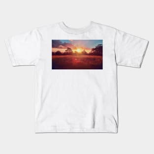 Beautiful Warm Earthy Colored Sunset Over Landscape Kids T-Shirt